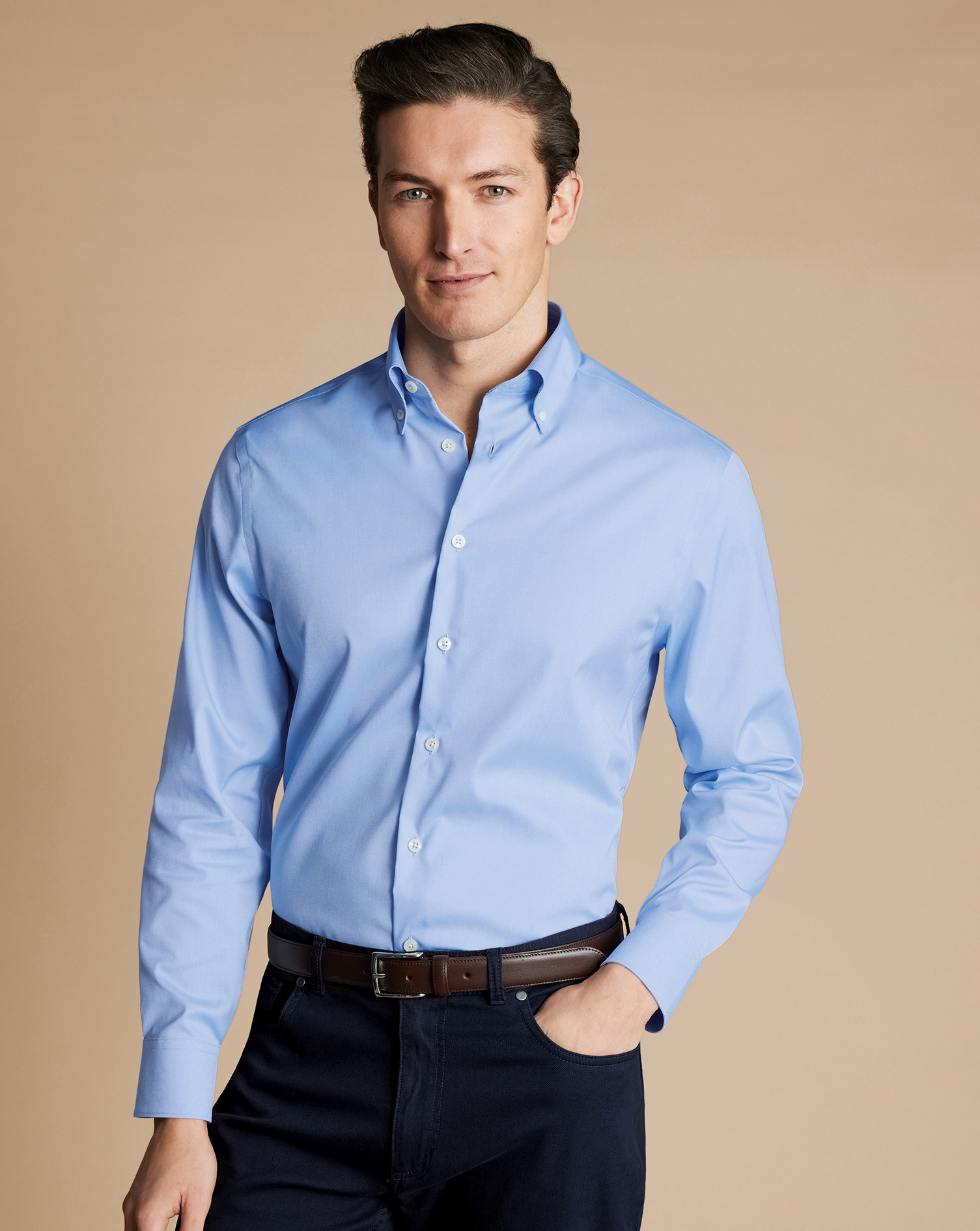 Button-Down Collar Non-Iron Oxford Shirt - Sky Blue